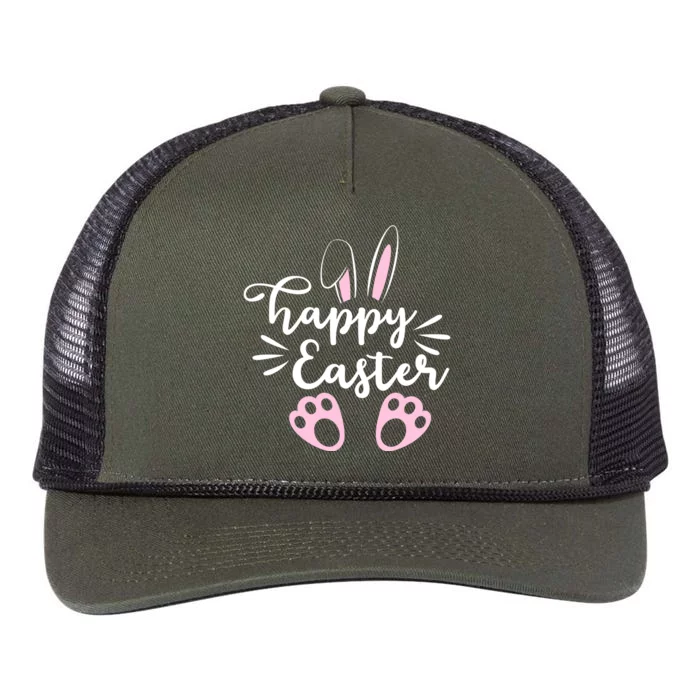 Happy Easter Cute Bunny Holiday Retro Rope Trucker Hat Cap