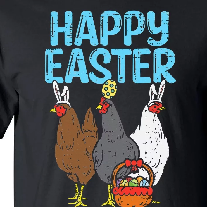 Happy Easter Chicken Bunnies Egg Poultry Farm Animal Farmer Tall T-Shirt