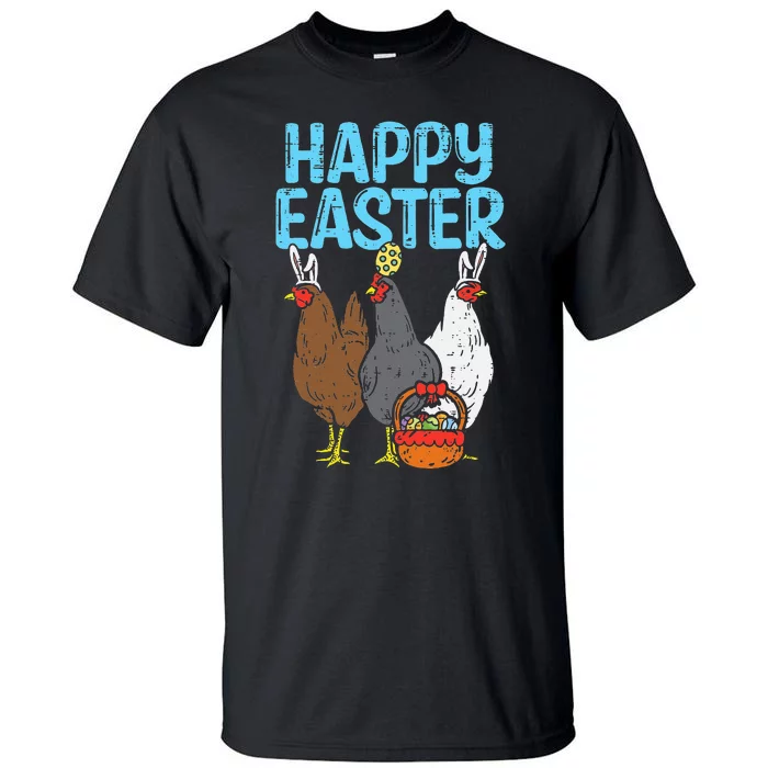 Happy Easter Chicken Bunnies Egg Poultry Farm Animal Farmer Tall T-Shirt