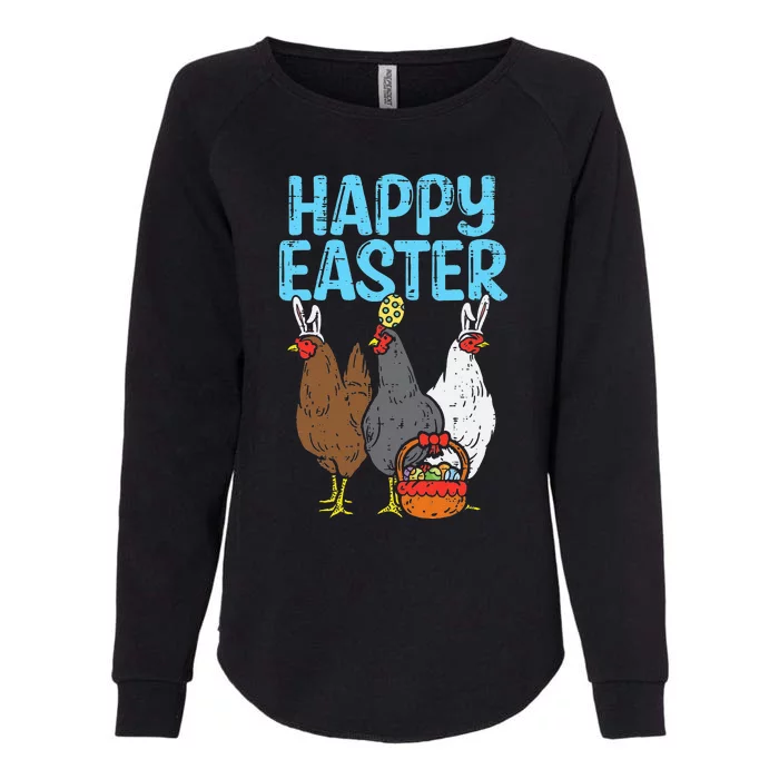 Happy Easter Chicken Bunnies Egg Poultry Farm Animal Farmer Womens California Wash Sweatshirt