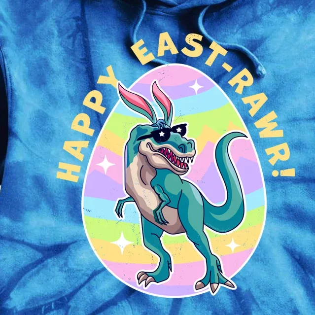 Happy Eastgiftrawr Cute Dinosaur Bunny Ears Happy Easter Day Gift Tie Dye Hoodie