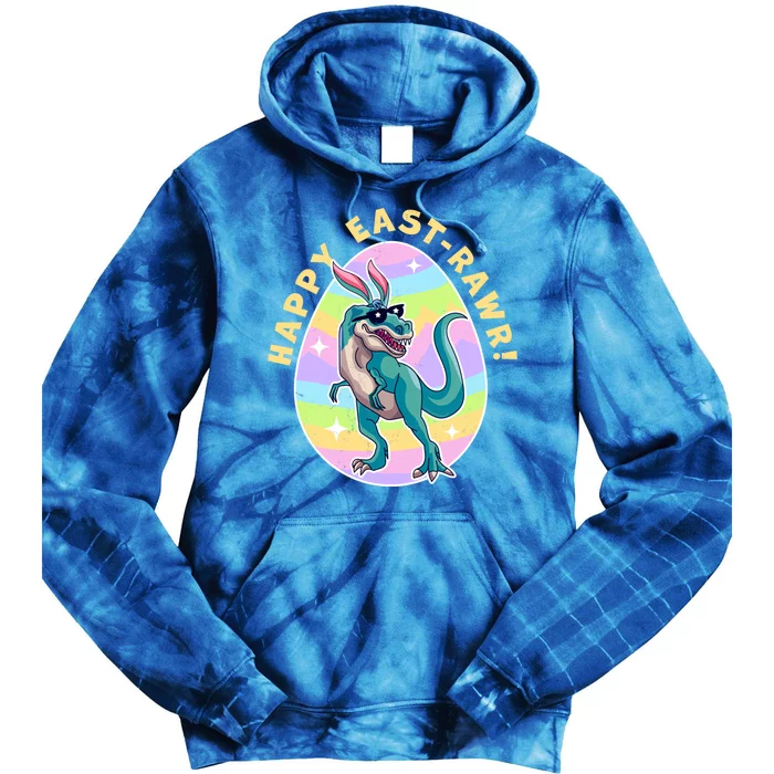 Happy Eastgiftrawr Cute Dinosaur Bunny Ears Happy Easter Day Gift Tie Dye Hoodie