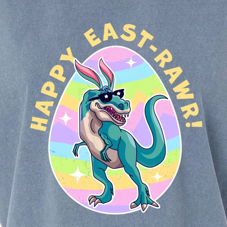 Happy Eastgiftrawr Cute Dinosaur Bunny Ears Happy Easter Day Gift Garment-Dyed Women's Muscle Tee