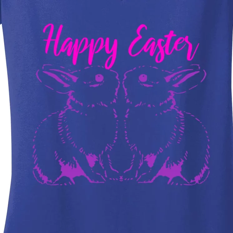 Happy Easter Cute Bunnies Easter Bunny Spring Bunny Mom Gift Women's V-Neck T-Shirt