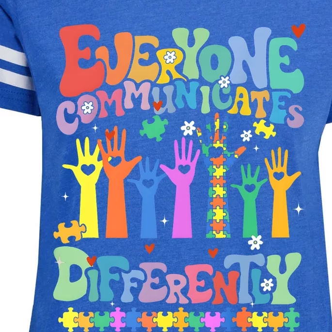 Hands Everyone Communicates Differently Enza Ladies Jersey Football T-Shirt