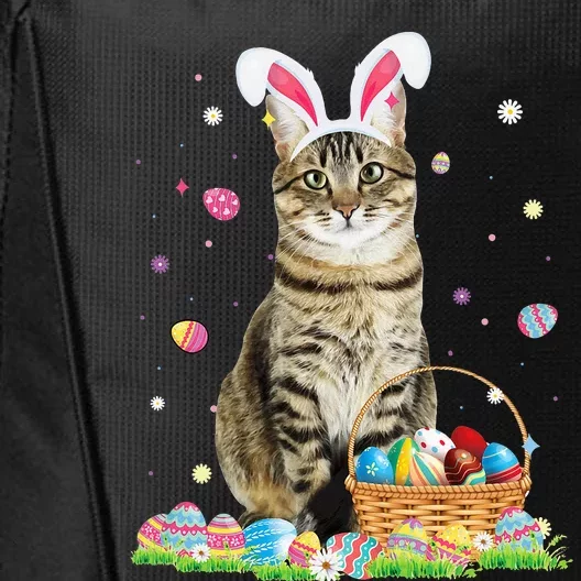 Happy Easter Cute Bunny Cat Eggs Basket Easter City Backpack