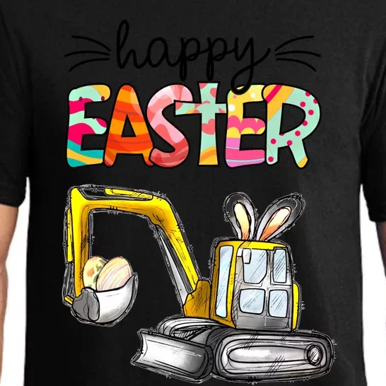 Happy Easter Construction Excavator Easter Day Egg Hunt Gift Pajama Set