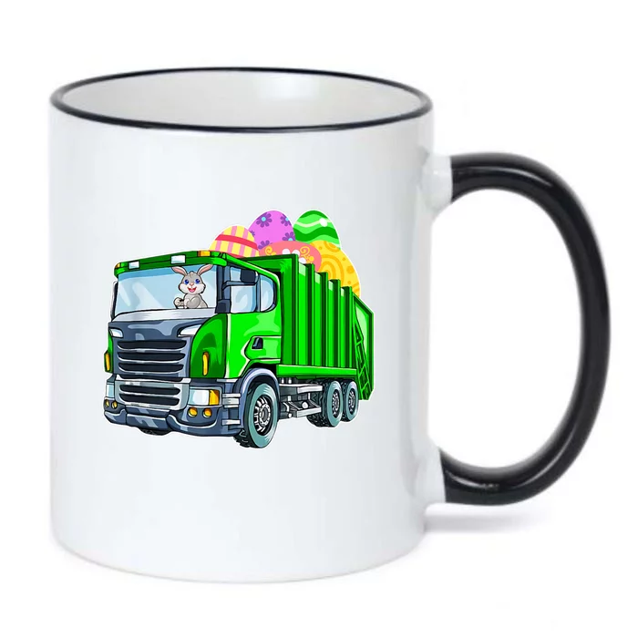 Happy Easter Day Garbage Truck Easter Day Bunny Eggs Gift Black Color Changing Mug