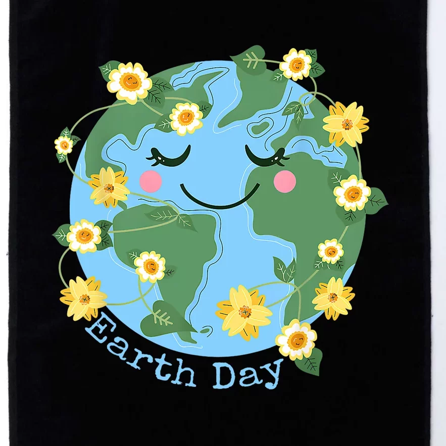 Happy Earth Day Cute Earth With Floral Earth Day 2024 Platinum Collection Golf Towel