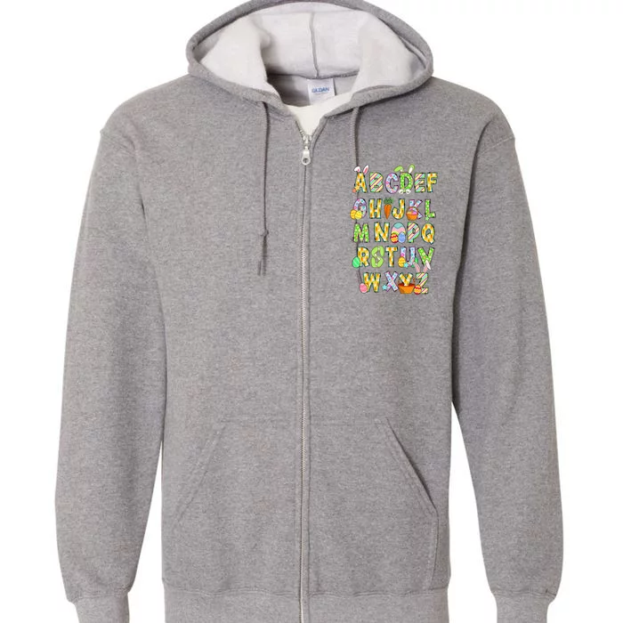 Happy Easter Day Alphabet Abcs Elemeno For Teacher Student Full Zip Hoodie