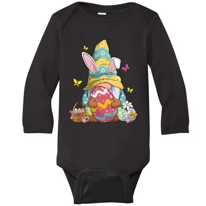 Happy Easter Day Bunny Spring Gnome Easter Egg Hunting Baby Long Sleeve Bodysuit