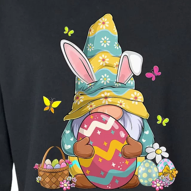 Happy Easter Day Bunny Spring Gnome Easter Egg Hunting Cropped Pullover Crew