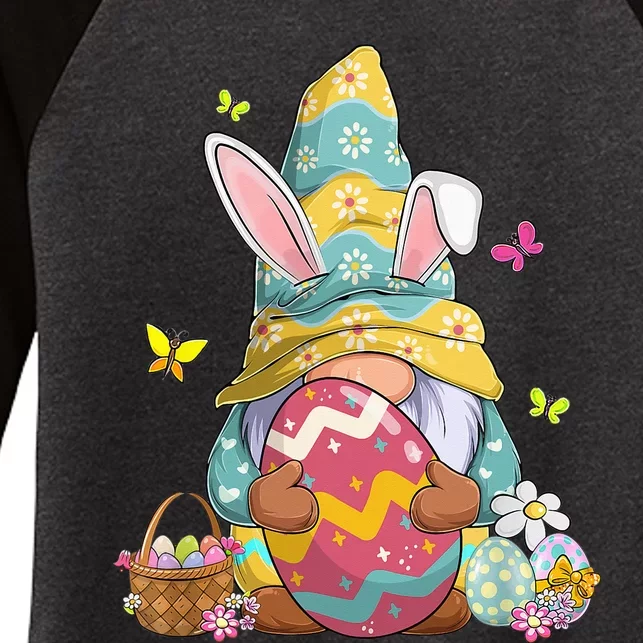 Happy Easter Day Bunny Spring Gnome Easter Egg Hunting Women's Tri-Blend 3/4-Sleeve Raglan Shirt