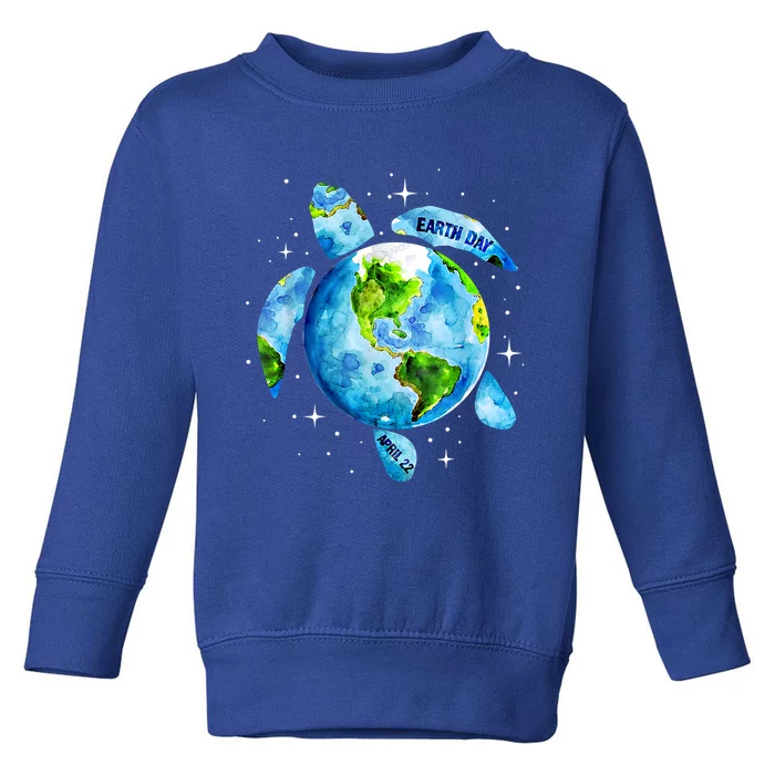 Happy Earth Day Restore Earth Sea Turtle Art Save The Planet Gift Toddler Sweatshirt