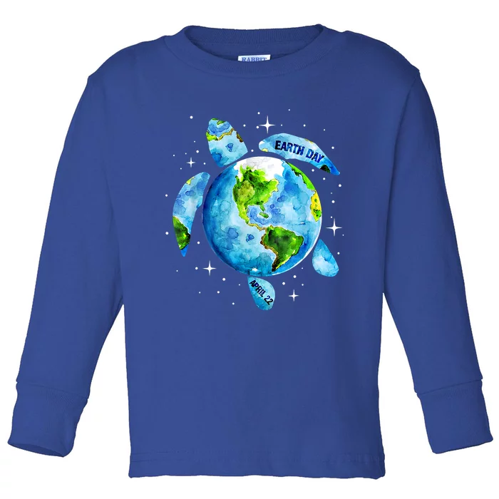 Happy Earth Day Restore Earth Sea Turtle Art Save The Planet Gift Toddler Long Sleeve Shirt