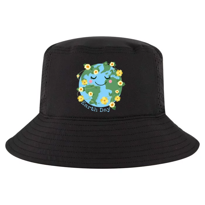 Happy Earth Day Cute Earth With Floral Earth Day 2024 Cool Comfort Performance Bucket Hat