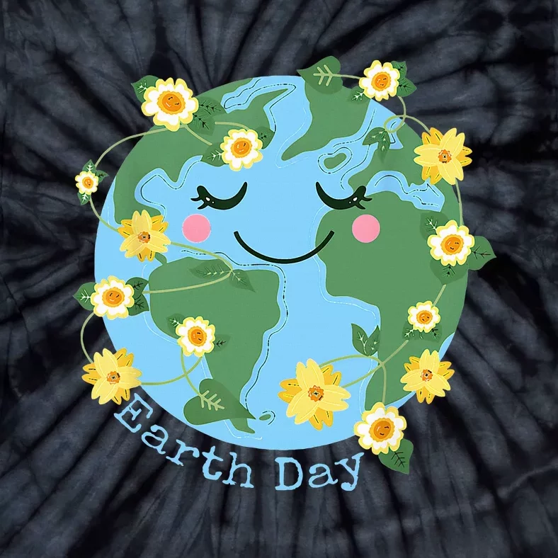 Happy Earth Day Cute Earth With Floral Earth Day 2024 Tie-Dye T-Shirt