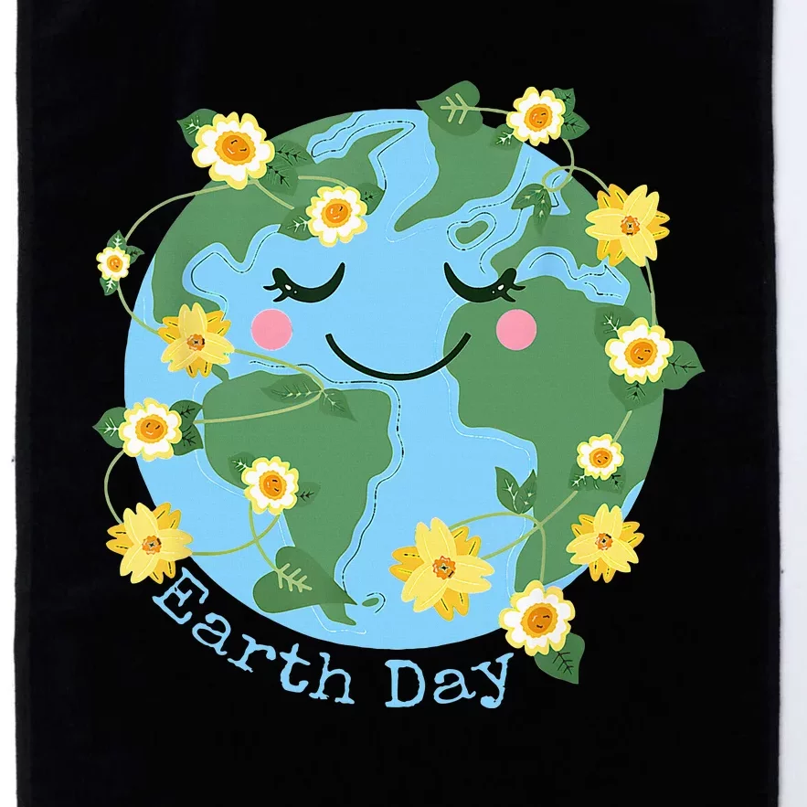 Happy Earth Day Cute Earth With Floral Earth Day 2024 Platinum Collection Golf Towel