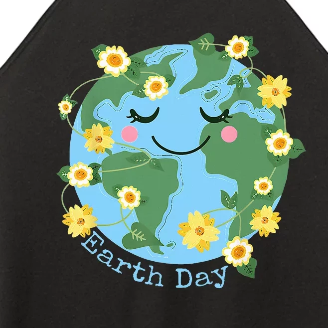 Happy Earth Day Cute Earth With Floral Earth Day 2024 Women’s Perfect Tri Rocker Tank