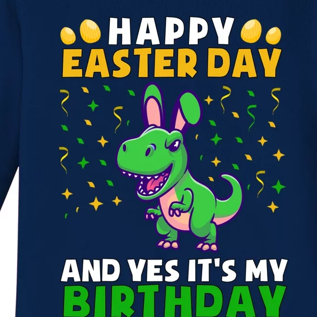 Happy Easter Day Birthday Cute T Rex Dinosaur Bunny Ears Gift Baby Long Sleeve Bodysuit