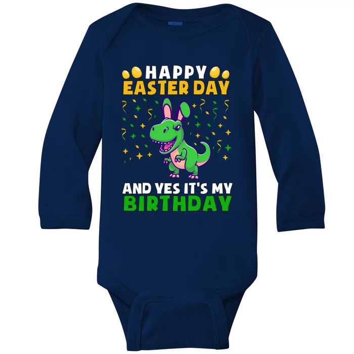 Happy Easter Day Birthday Cute T Rex Dinosaur Bunny Ears Gift Baby Long Sleeve Bodysuit