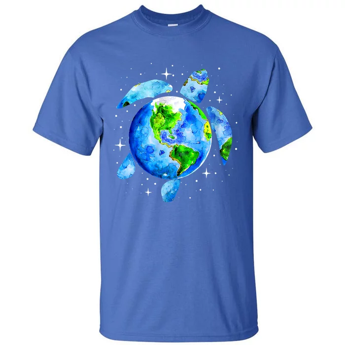 Happy Earth Day Restore Save The Planet Earth Sea Turtle Art Funny Gift Tall T-Shirt