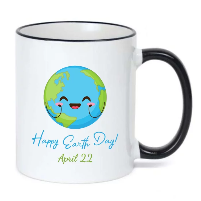 Happy Earth Day April 22 Cute Planet Black Color Changing Mug