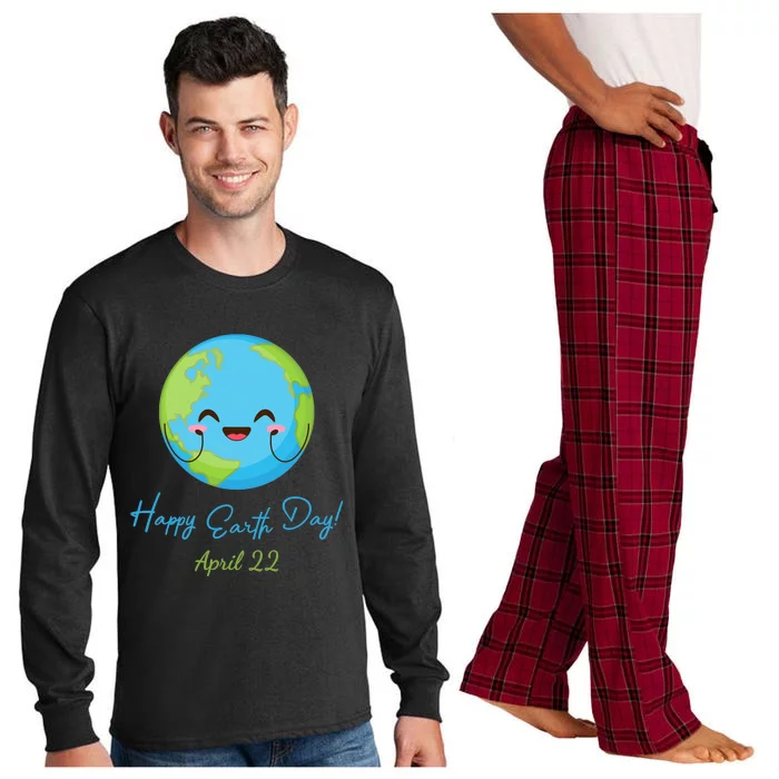 Happy Earth Day April 22 Cute Planet Long Sleeve Pajama Set