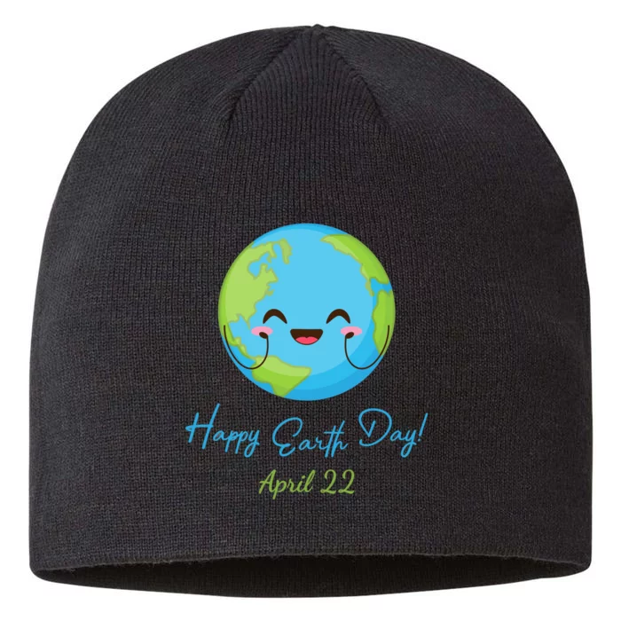 Happy Earth Day April 22 Cute Planet 8 1/2in Sustainable Knit Beanie