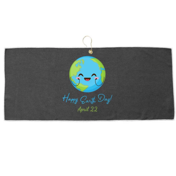 Happy Earth Day April 22 Cute Planet Large Microfiber Waffle Golf Towel