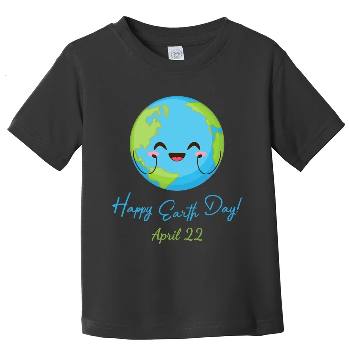 Happy Earth Day April 22 Cute Planet Toddler T-Shirt