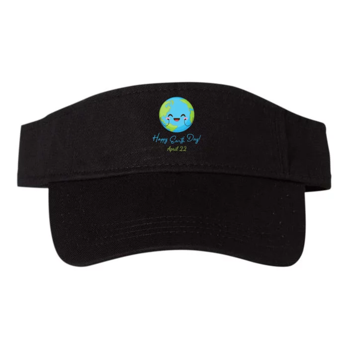 Happy Earth Day April 22 Cute Planet Valucap Bio-Washed Visor