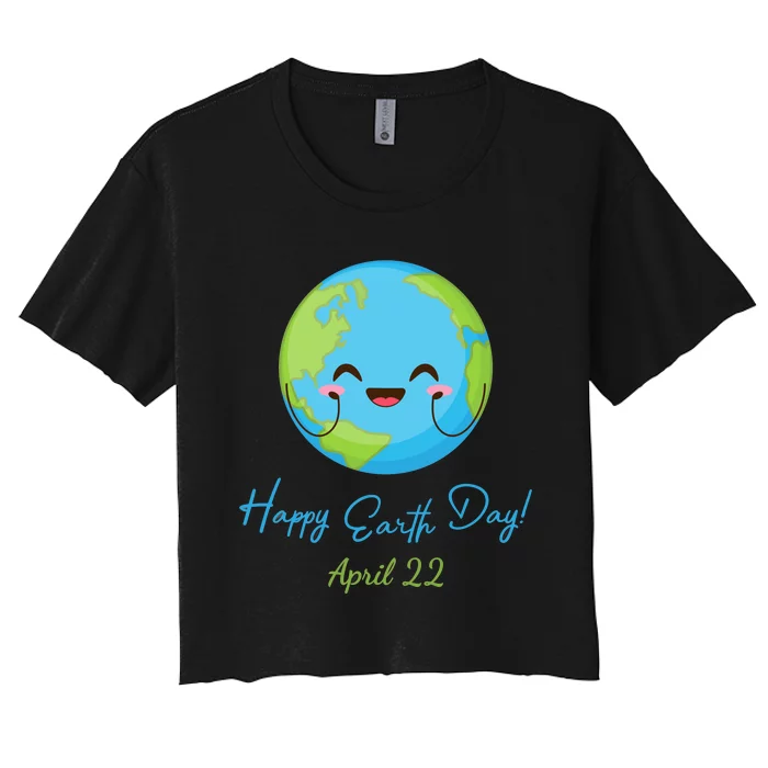 Happy Earth Day April 22 Cute Planet Women's Crop Top Tee