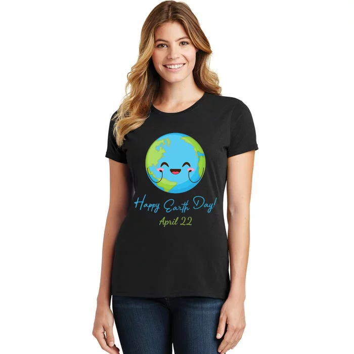 Happy Earth Day April 22 Cute Planet Women's T-Shirt