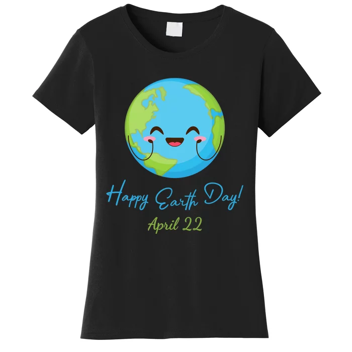 Happy Earth Day April 22 Cute Planet Women's T-Shirt