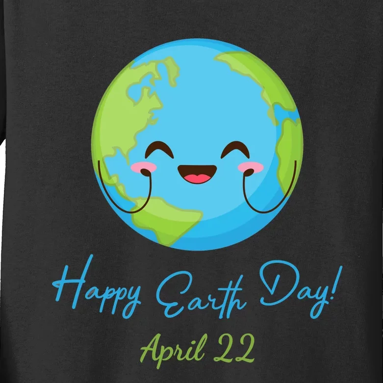 Happy Earth Day April 22 Cute Planet Kids Long Sleeve Shirt