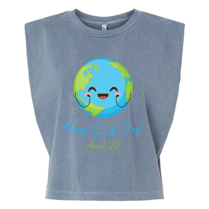 Happy Earth Day April 22 Cute Planet Garment-Dyed Women's Muscle Tee