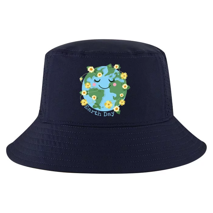 Happy Earth Day Cute Earth With Floral Cool Comfort Performance Bucket Hat