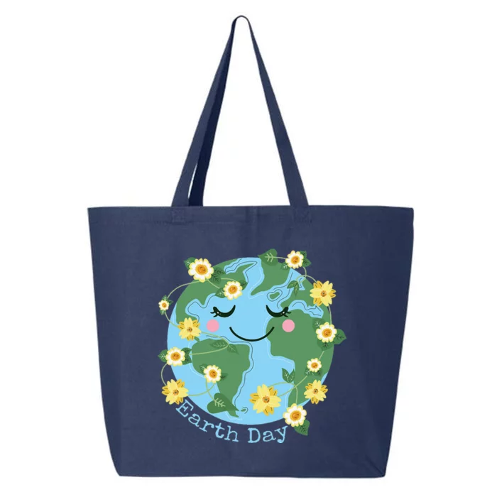 Happy Earth Day Cute Earth With Floral 25L Jumbo Tote