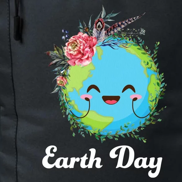 Happy Earth Day Cute Earth With Floral Wreath Daily Commute Backpack