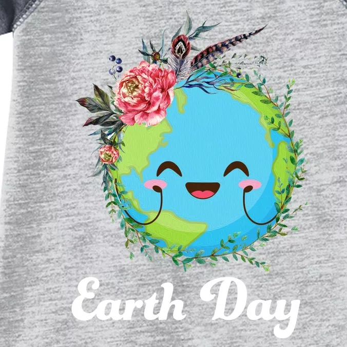 Happy Earth Day Cute Earth With Floral Wreath Infant Baby Jersey Bodysuit