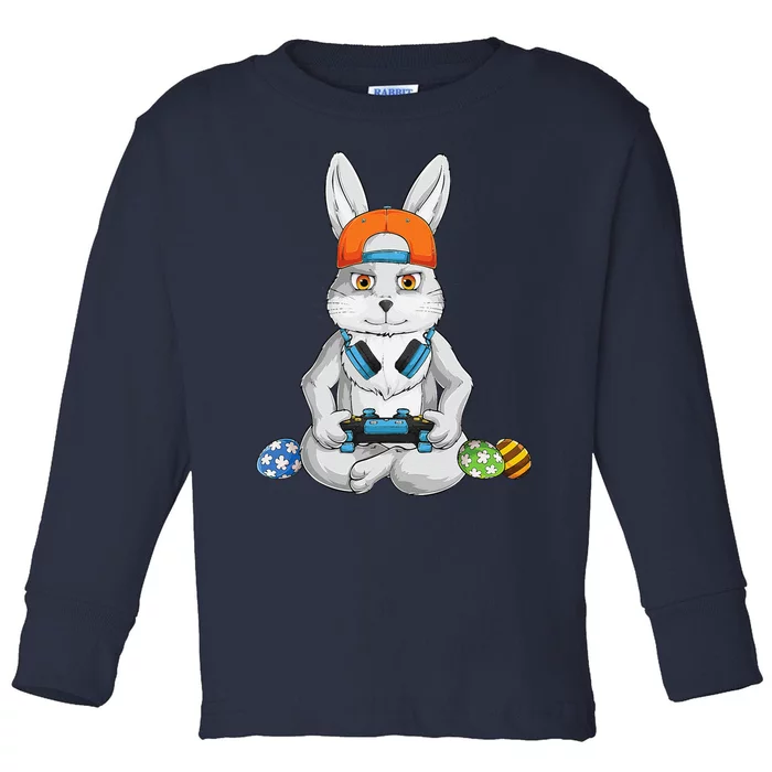 Happy Easter Day Bunny Egg Funny Gamer Funny Toddler Long Sleeve Shirt