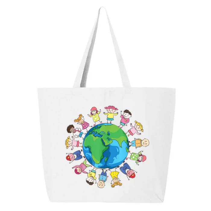 Happy Earth Day Children Around The World 25L Jumbo Tote