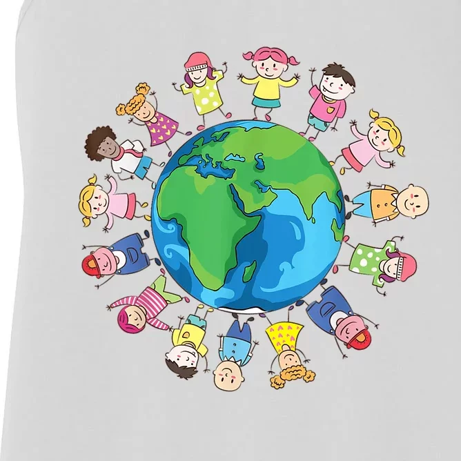 Happy Earth Day Children Around The World Women's Racerback Tank