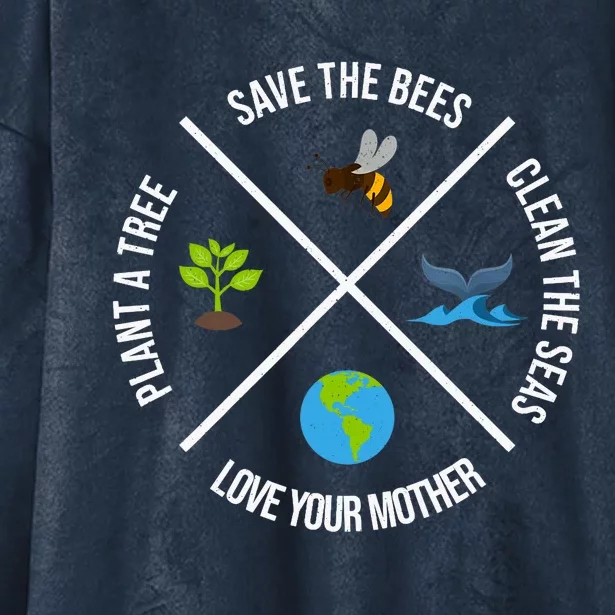 Happy Earth Day Plant Trees Clean Seas Save Bees Fun Science Hooded Wearable Blanket