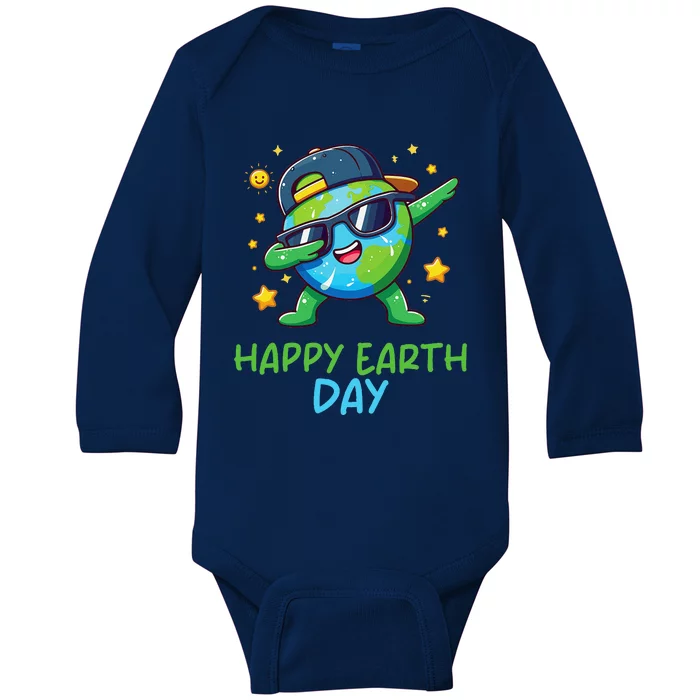 Happy Earth Day 2024 Funny Earth Day Dab Baby Long Sleeve Bodysuit