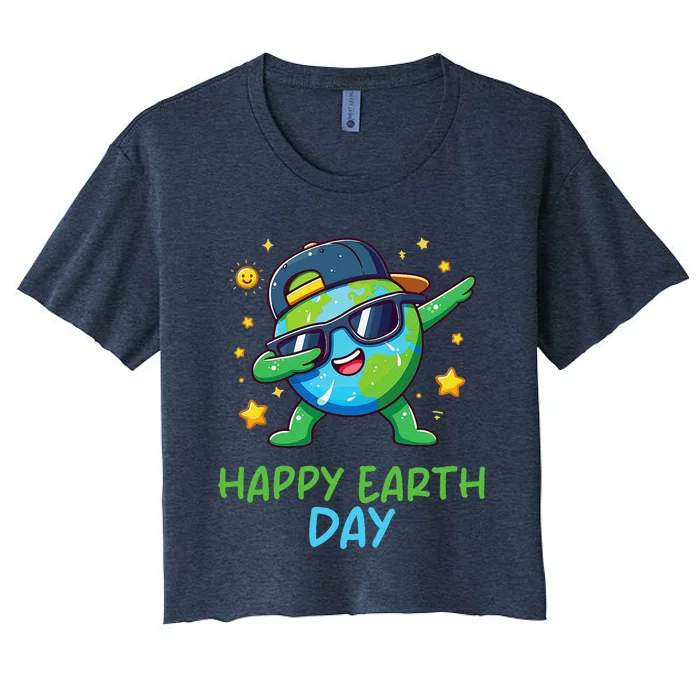 Happy Earth Day 2024 Funny Earth Day Dab Women's Crop Top Tee