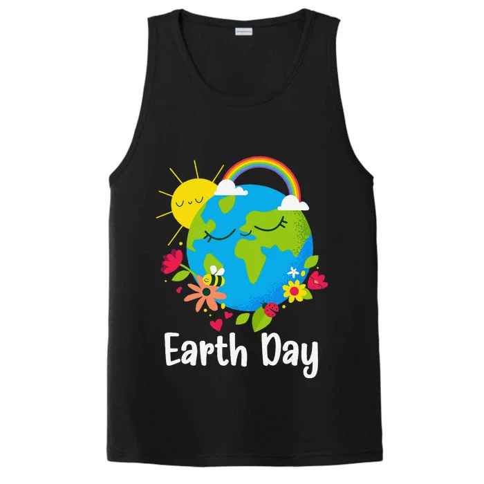 Happy Earth Day 2024 Rainbow Earth Lover Teachers Performance Tank