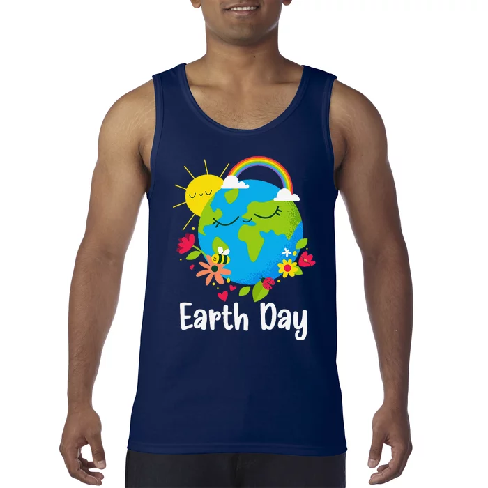 Happy Earth Day 2024 Rainbow Earth Lover Teachers Tank Top