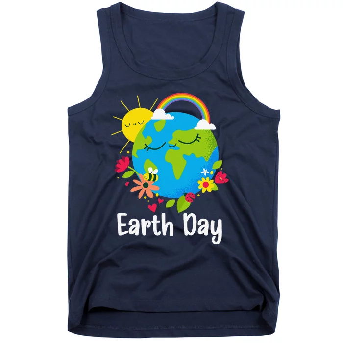 Happy Earth Day 2024 Rainbow Earth Lover Teachers Tank Top